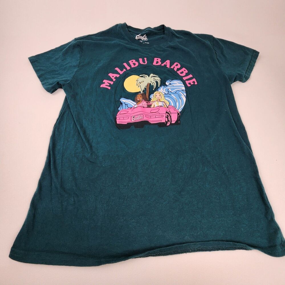 Barbie Malibu Barbie Graphic T-Shirt Pink Car Beach Women's XL